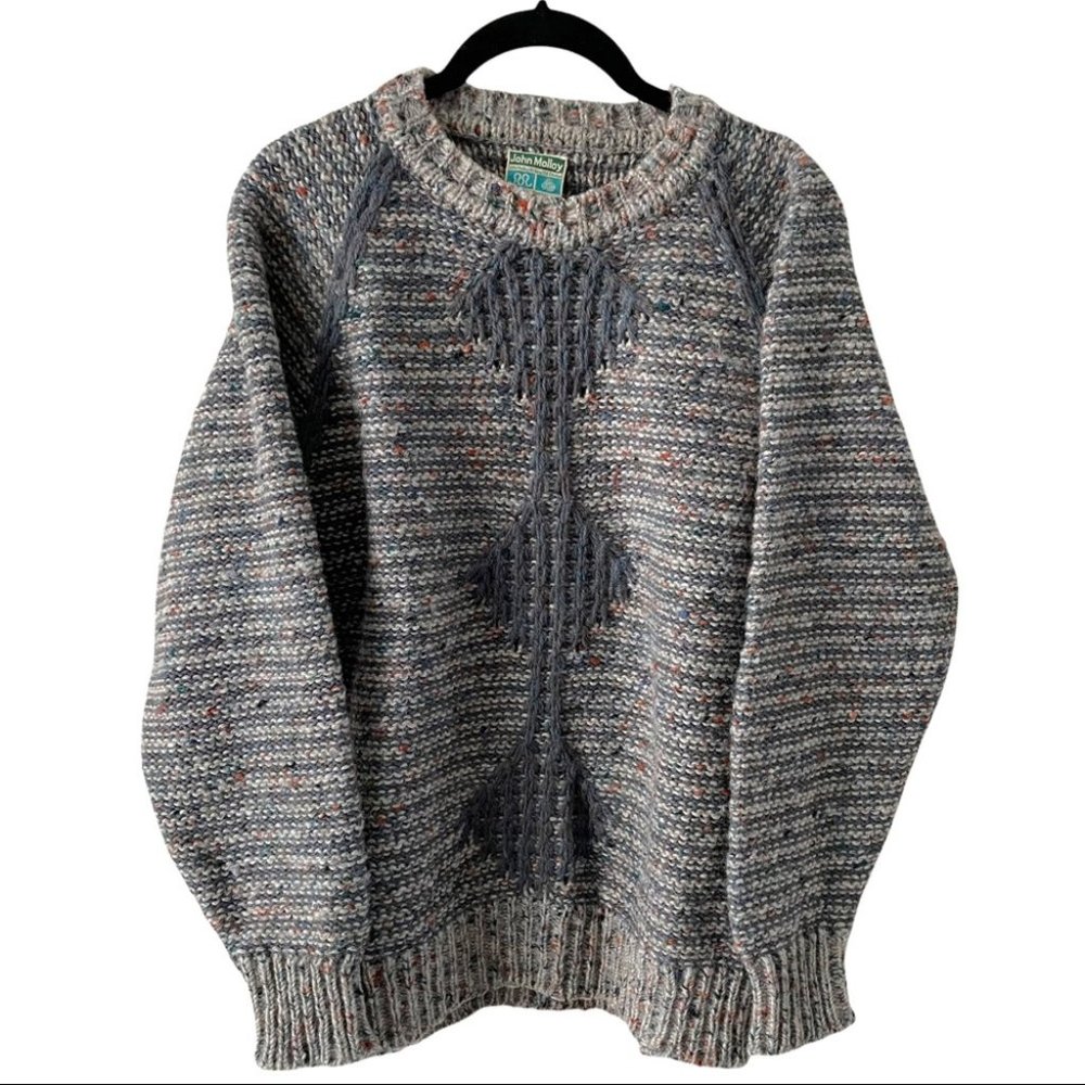 Vintage John Molloy Wool Knit Grey Sweater Womens Medium